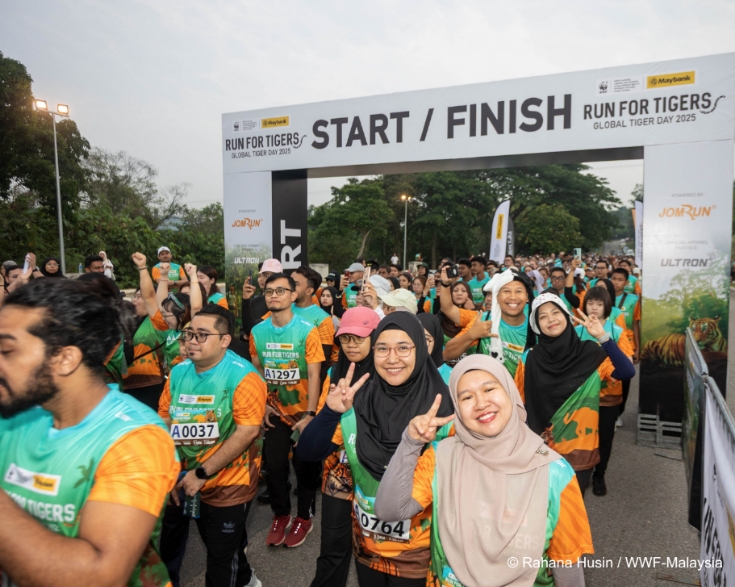 Participants at the starting line, ready to run.