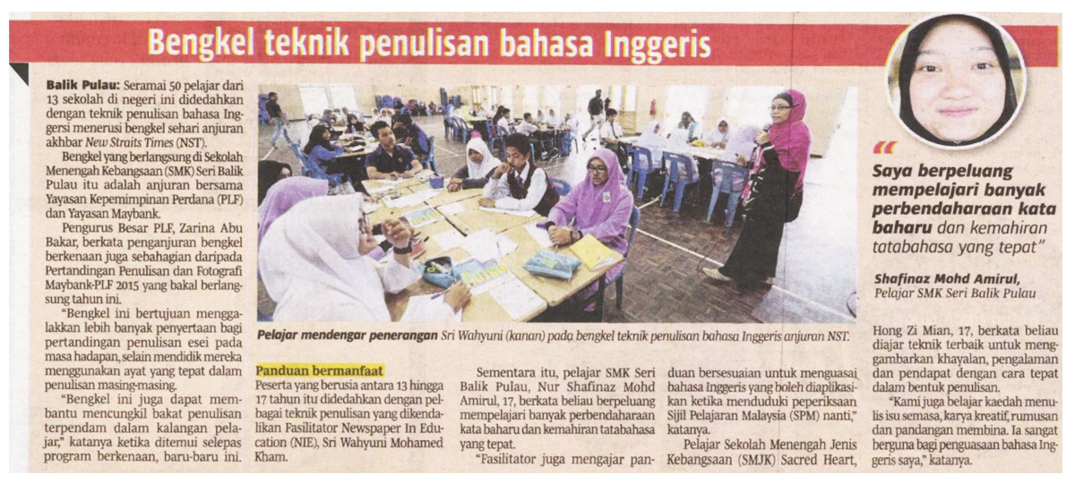 Berita Harian - Bengkel teknik penulisan bahasa Inggeris