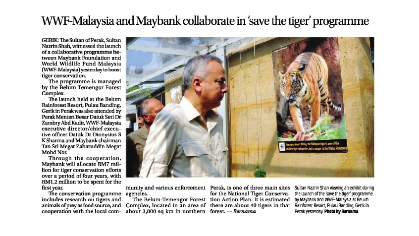 WWF-Malaysia and Maybank Collaborate in 'Save the Tiger' Programme